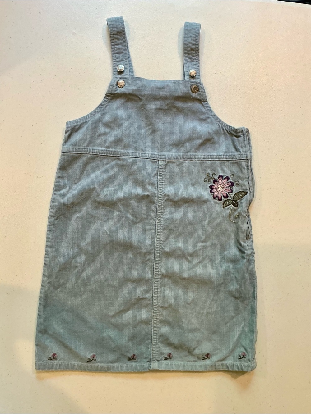 GAP Girls Size Small 6-7 Years Corduroy Overall Embroidered Dress